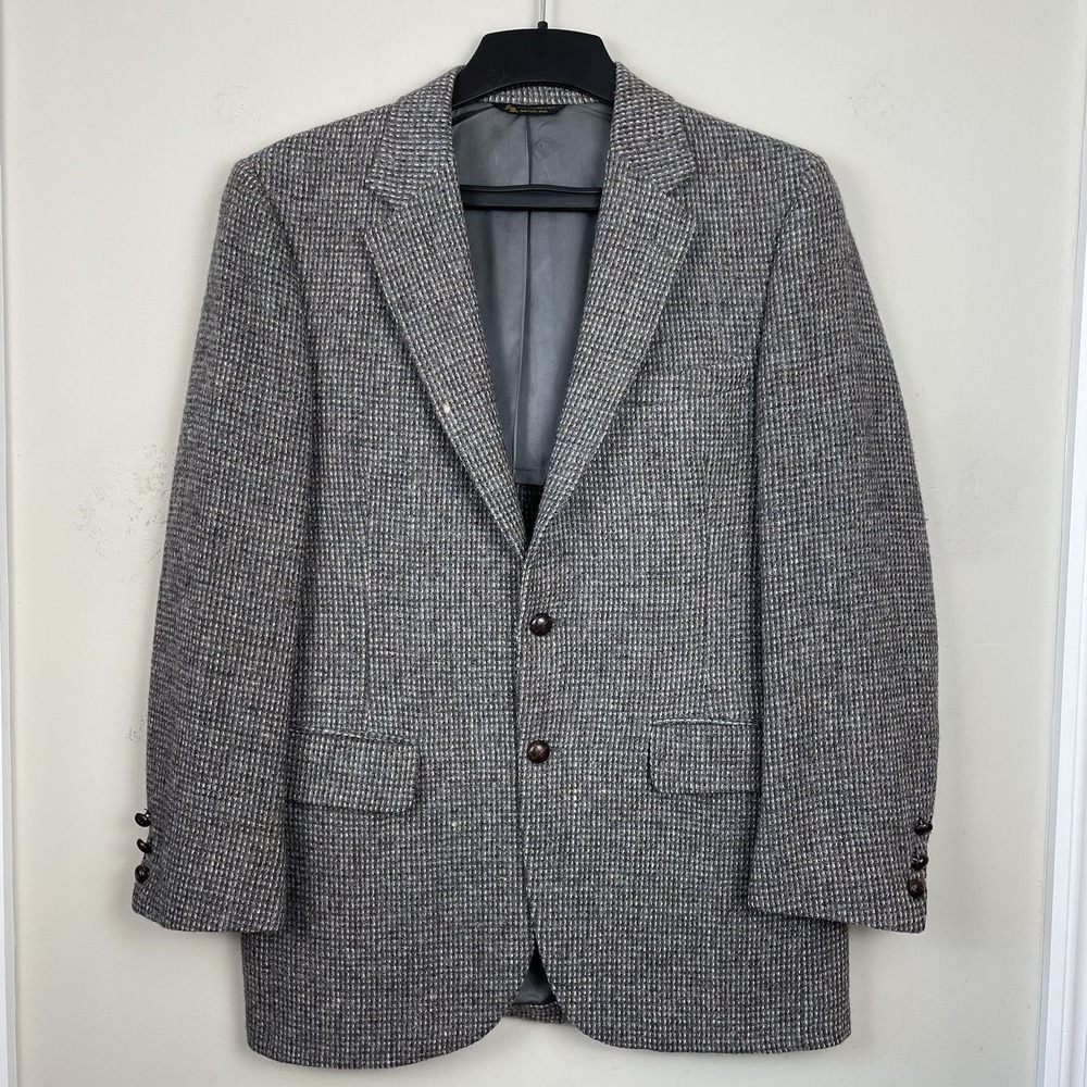 Harris‎ Tweed Blazer Mens 42R Gray Wool Sport Coat Classic READ NO SIZE TAG